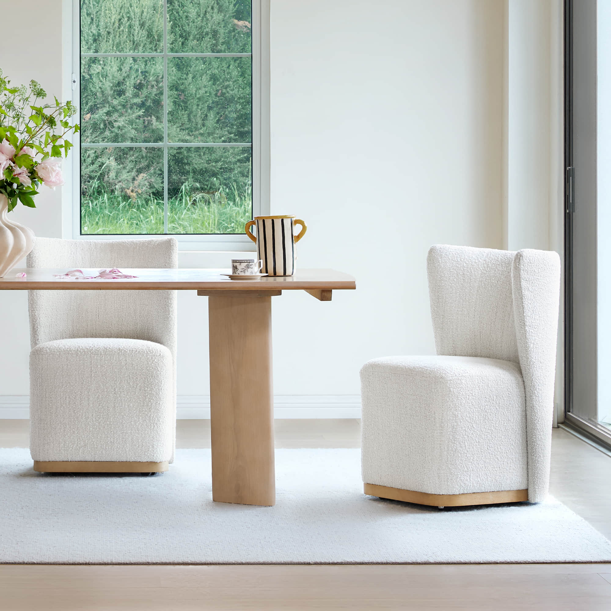Wingback Dining Chair with Casters and Lilibet Design