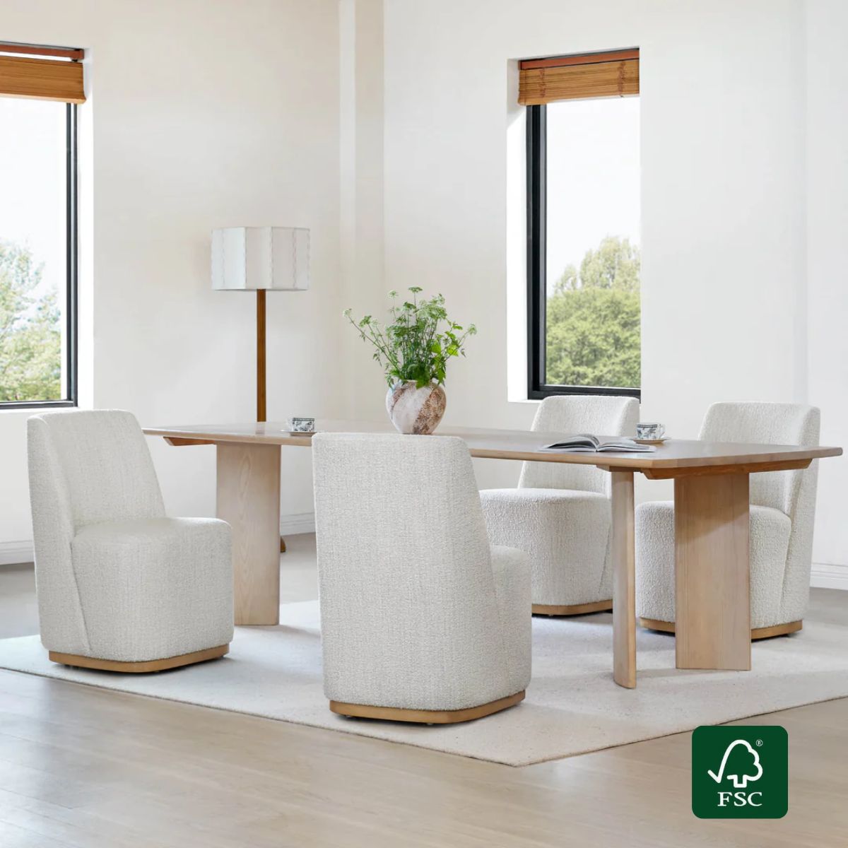 Wingback Dining Chair with Casters and Lilibet Design
