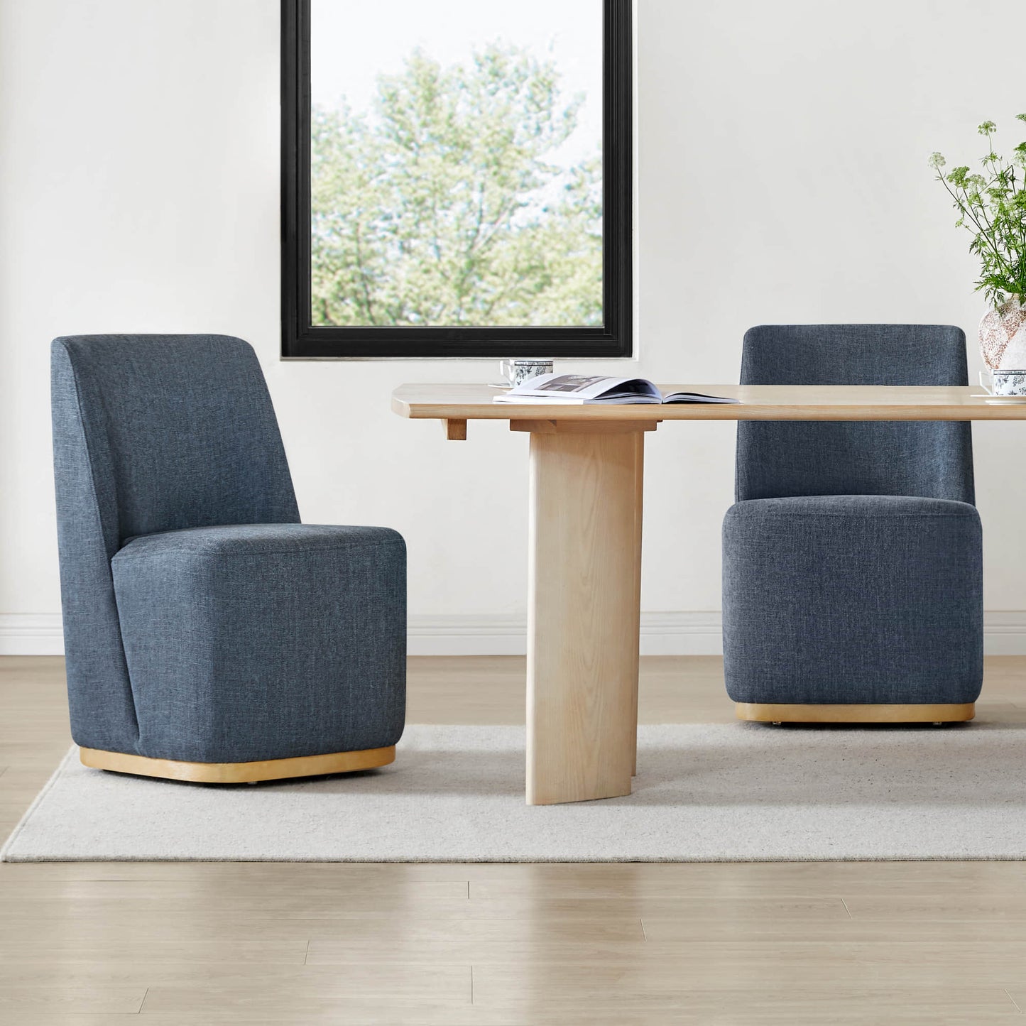 Wingback Dining Chair with Casters and Lilibet Design