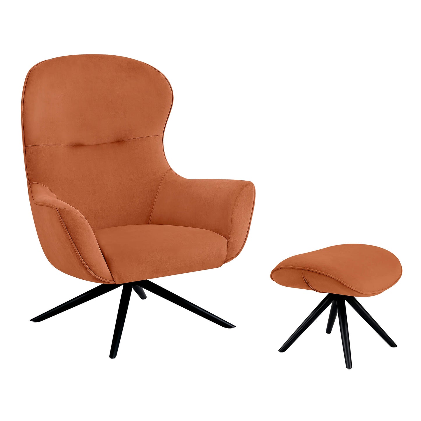 Wingback Reclining Chair with Ottoman in Classic Fabric