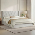 Wingback Upholstered Bed with Storage and Classic Design