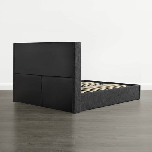 Wingback Upholstered Bed with Storage and Classic Design