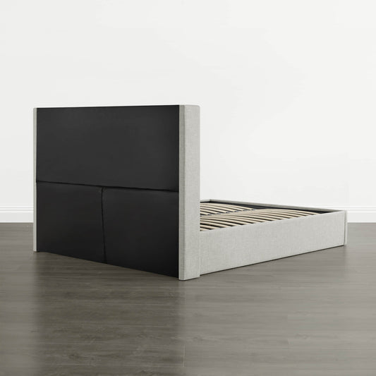 Wingback Upholstered Bed with Storage and Classic Design