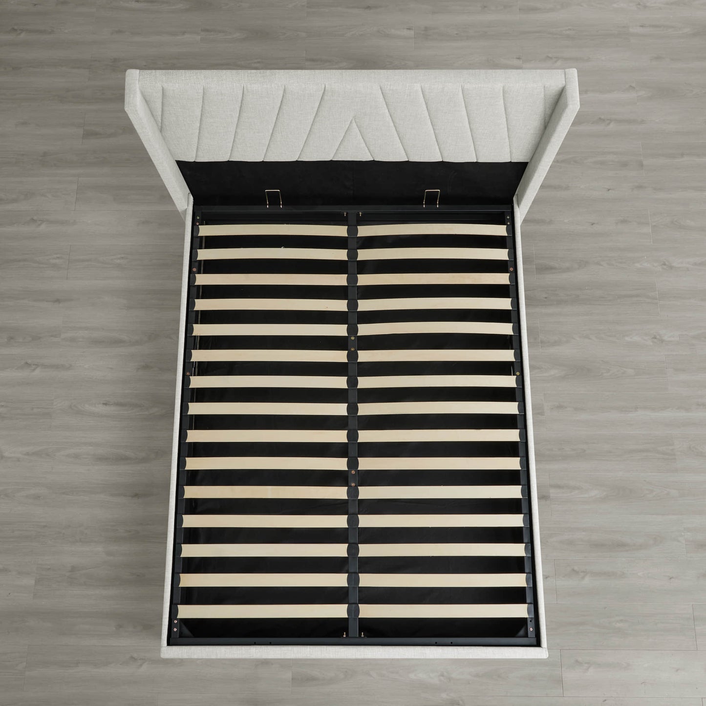 Wingback Upholstered Bed with Storage and Classic Design