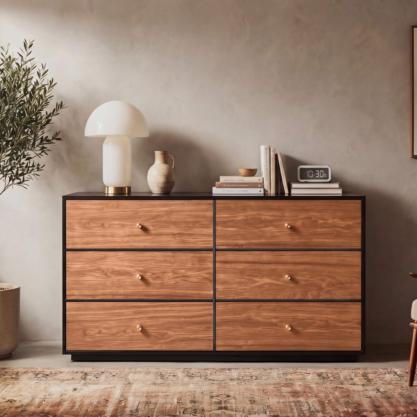 Wooden 6-Drawer Sideboard with 48-Inch Width