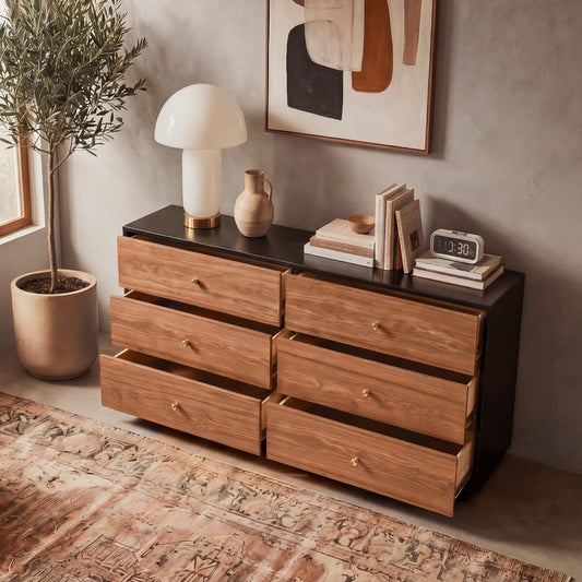 Wooden 6-Drawer Sideboard with 48-Inch Width