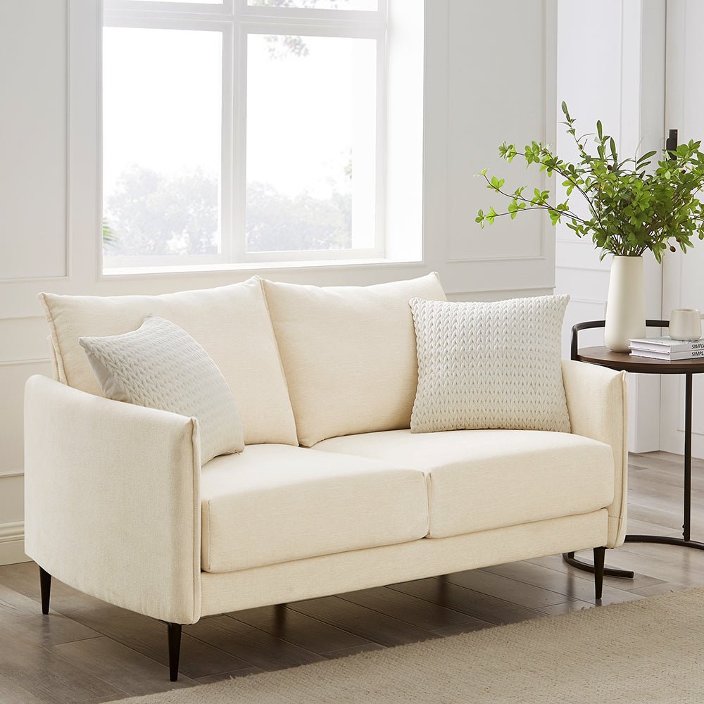 Woven Fabric Sofa in Bari Beige with Modern Silhouette