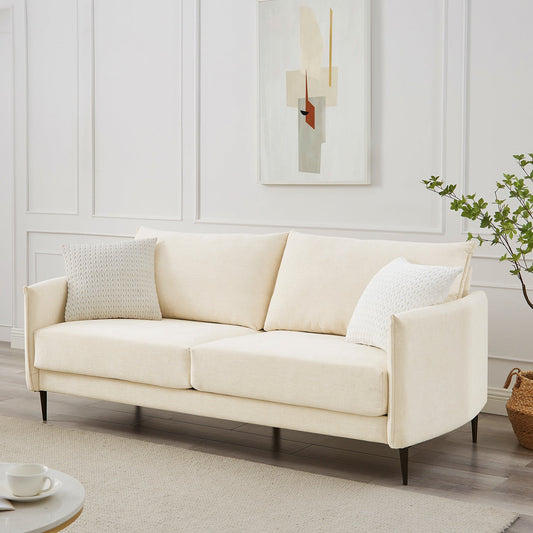 Woven Fabric Sofa in Bari Beige with Modern Silhouette