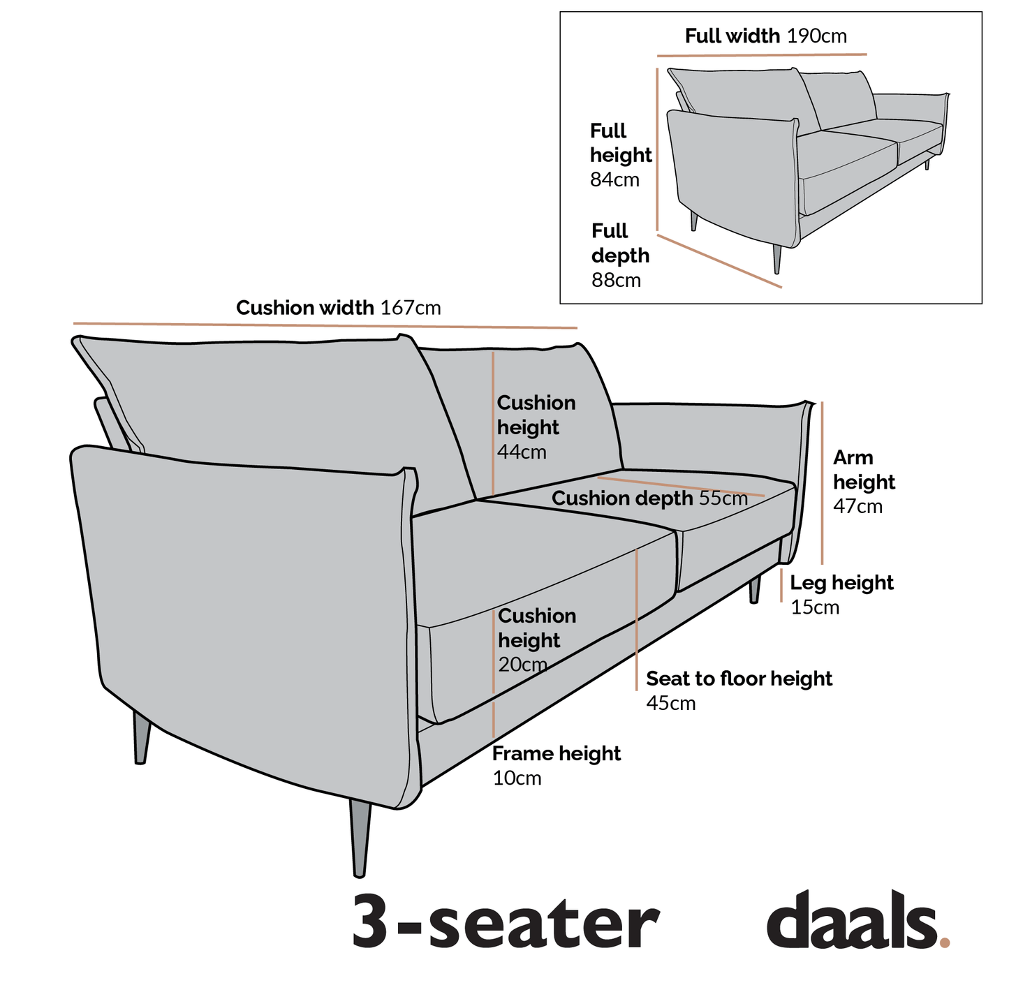Woven Fabric Sofa in Bari Beige with Modern Silhouette