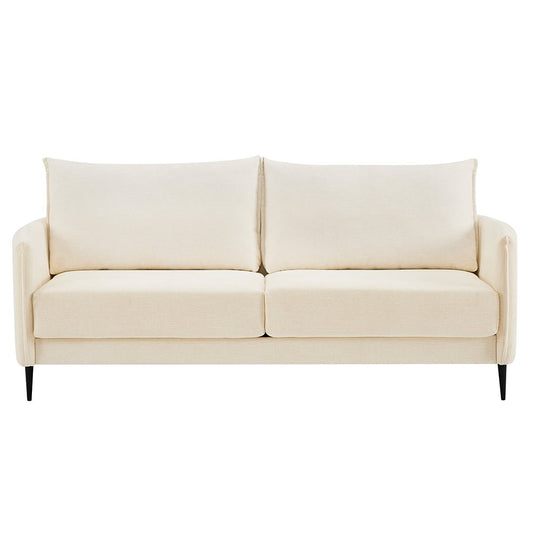 Woven Fabric Sofa in Bari Beige with Modern Silhouette