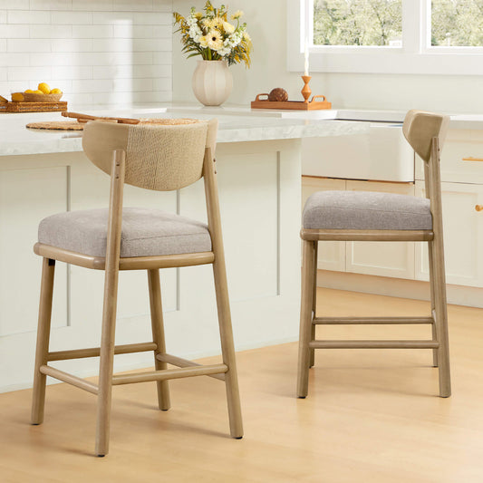 Woven Rope Counter Stool Set of 2 in Modern Design