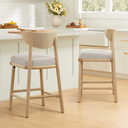 Woven Rope Counter Stool Set of 2 in Modern Design