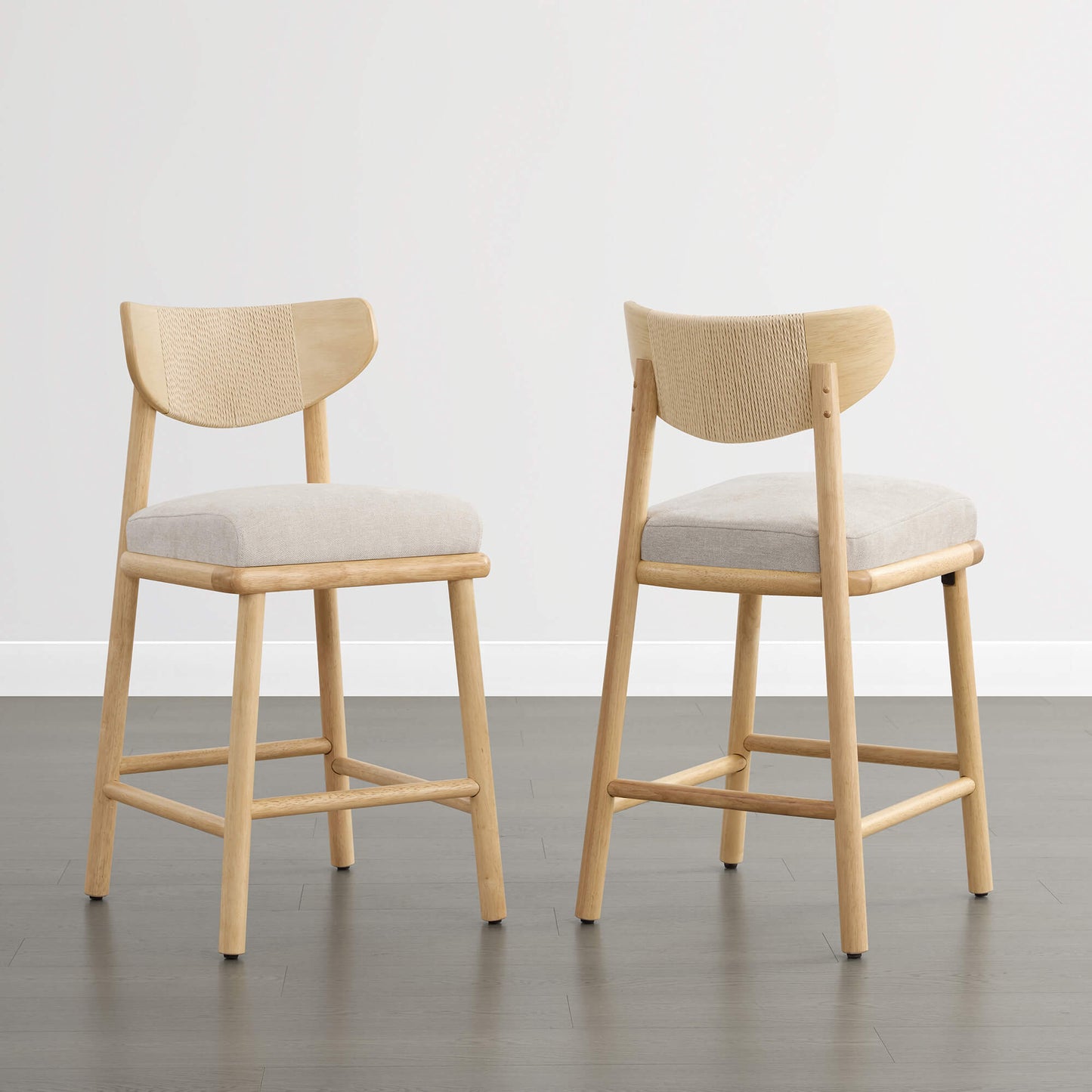 Woven Rope Counter Stool Set of 2 in Modern Design