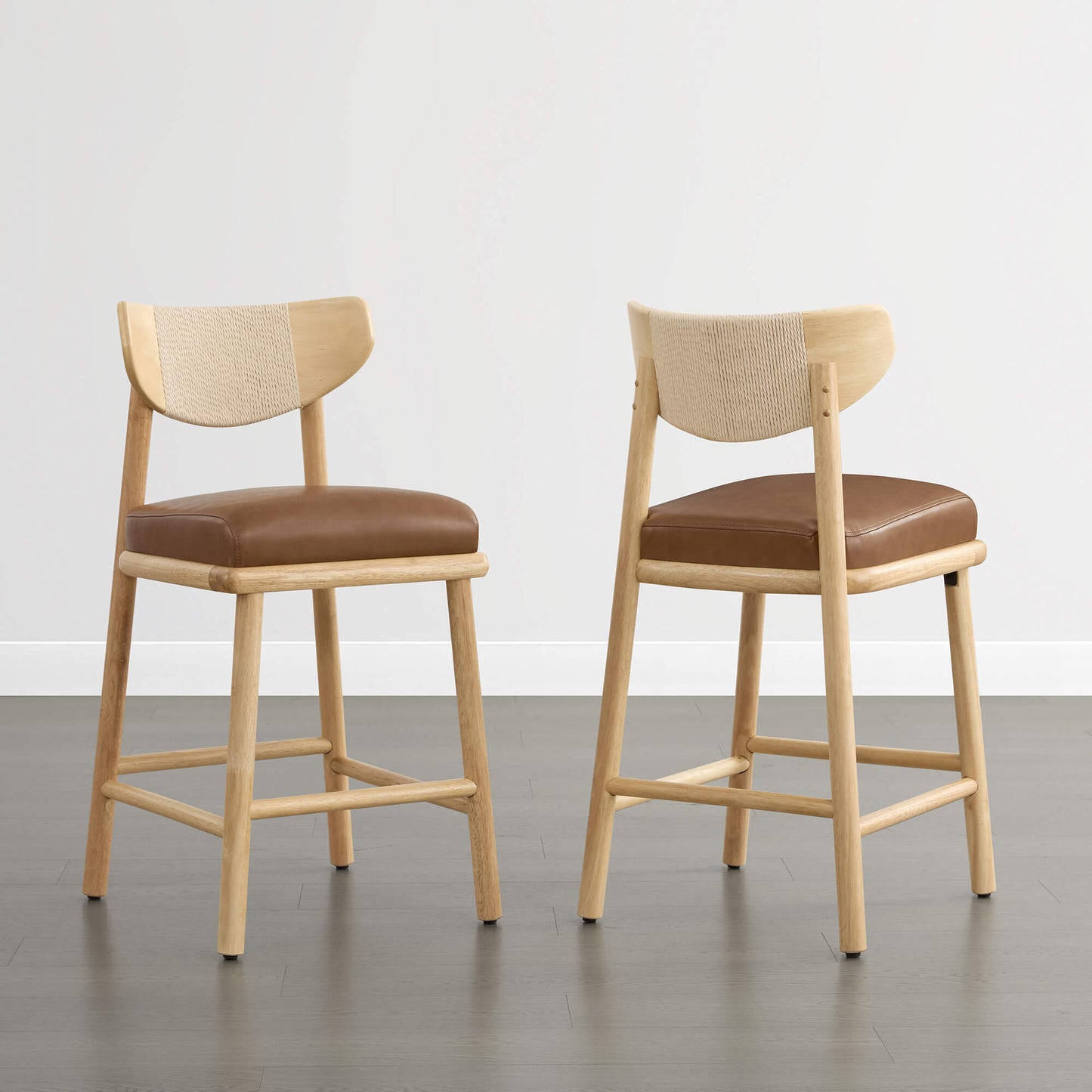 Woven Rope Counter Stool Set of 2 in Modern Design