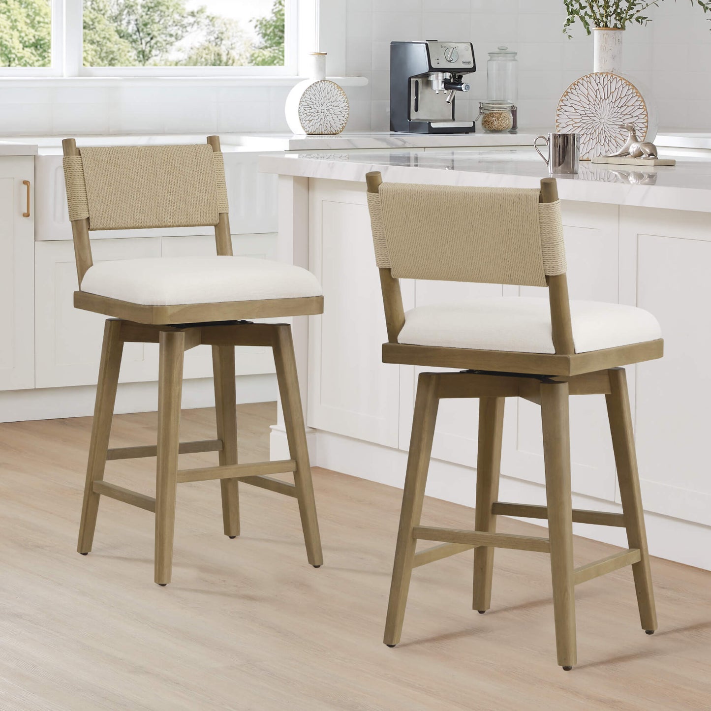 Woven Swivel Counter Stool with Arcadia Design