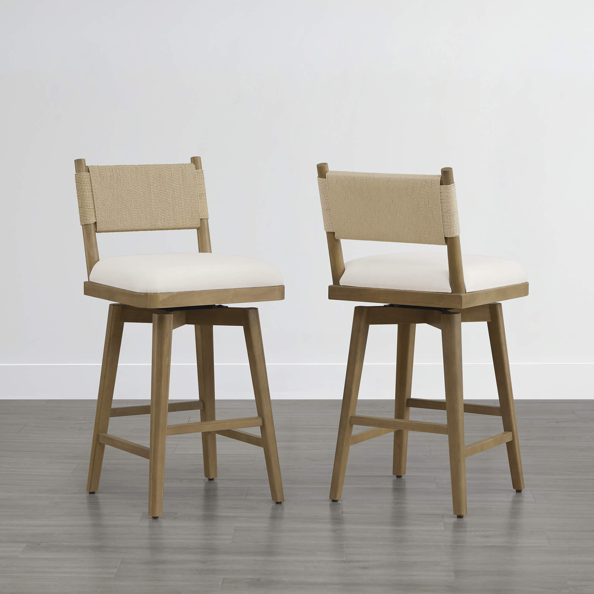 Woven Swivel Counter Stool with Arcadia Design