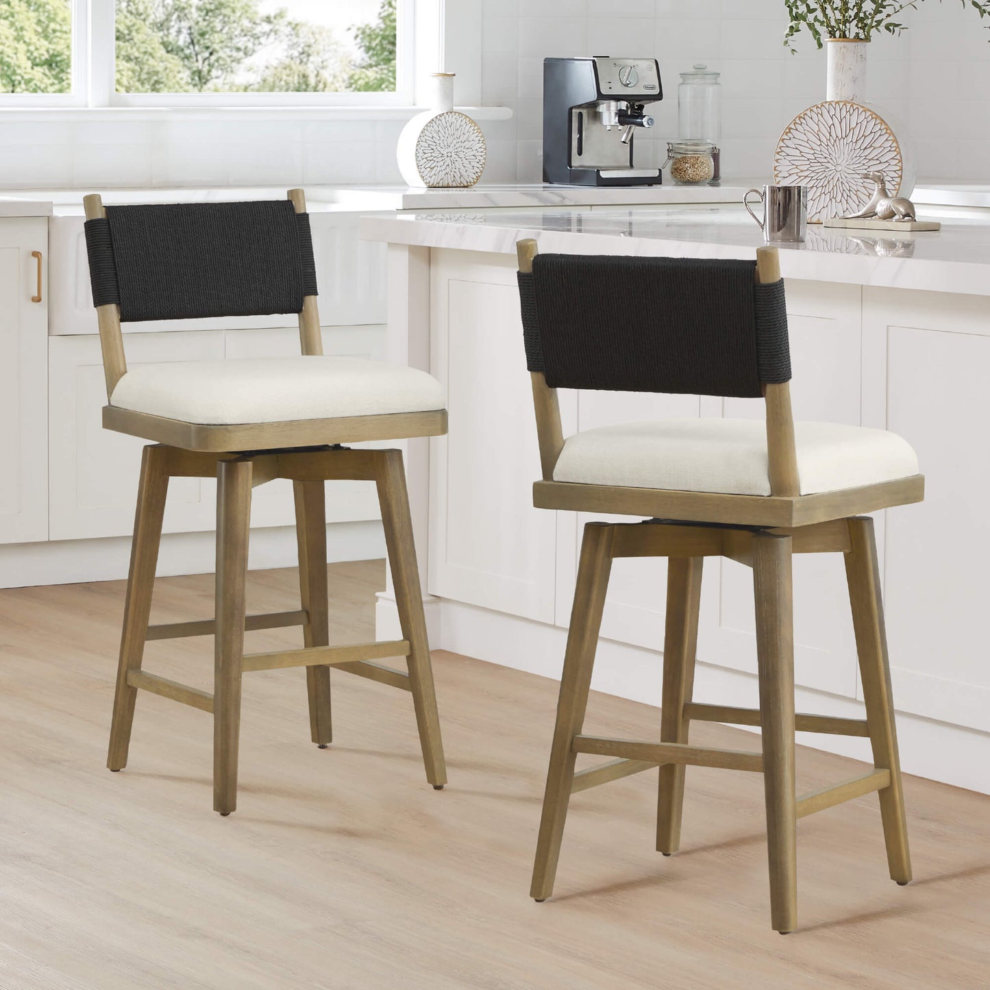 Woven Swivel Counter Stool with Arcadia Design