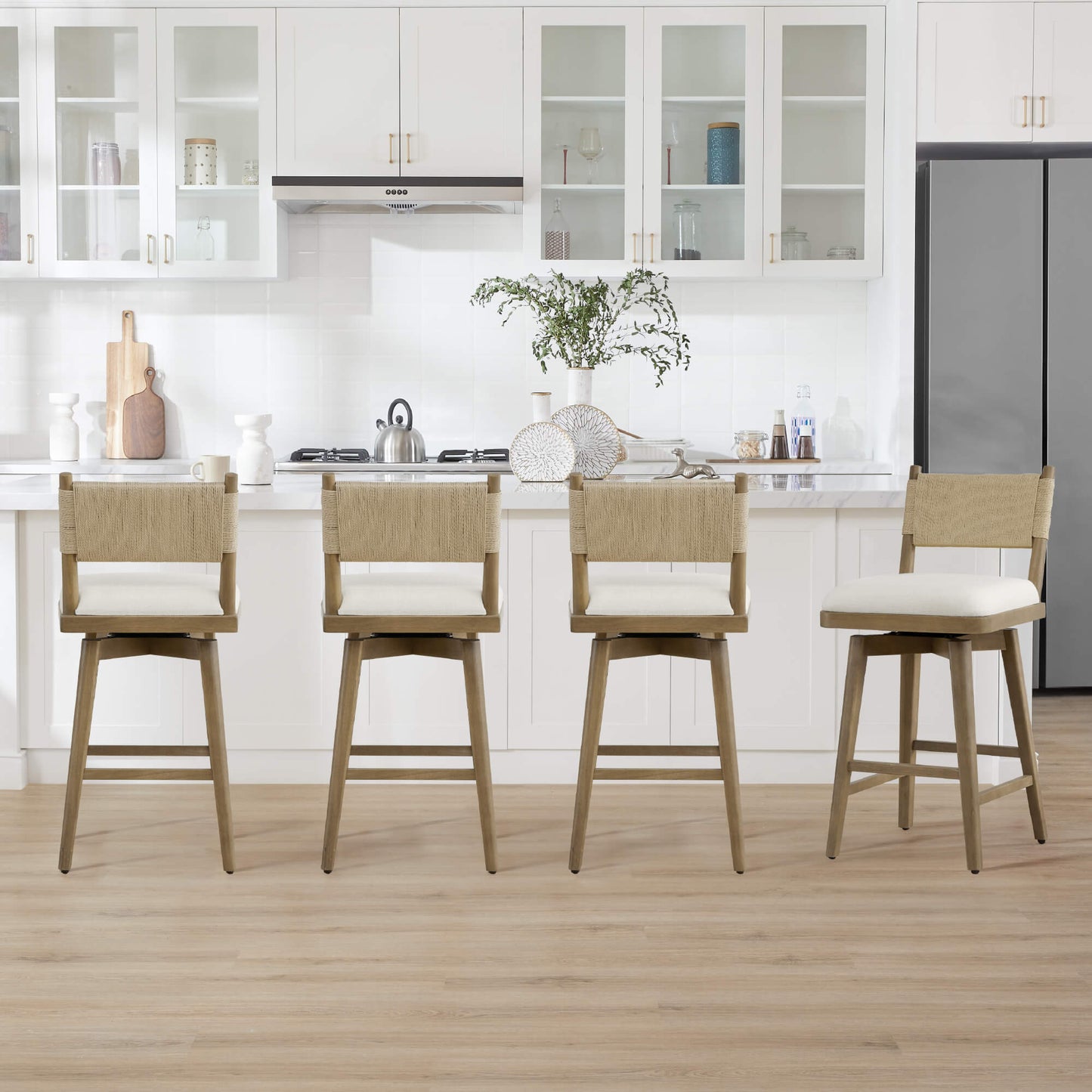 Woven Swivel Counter Stool with Arcadia Design