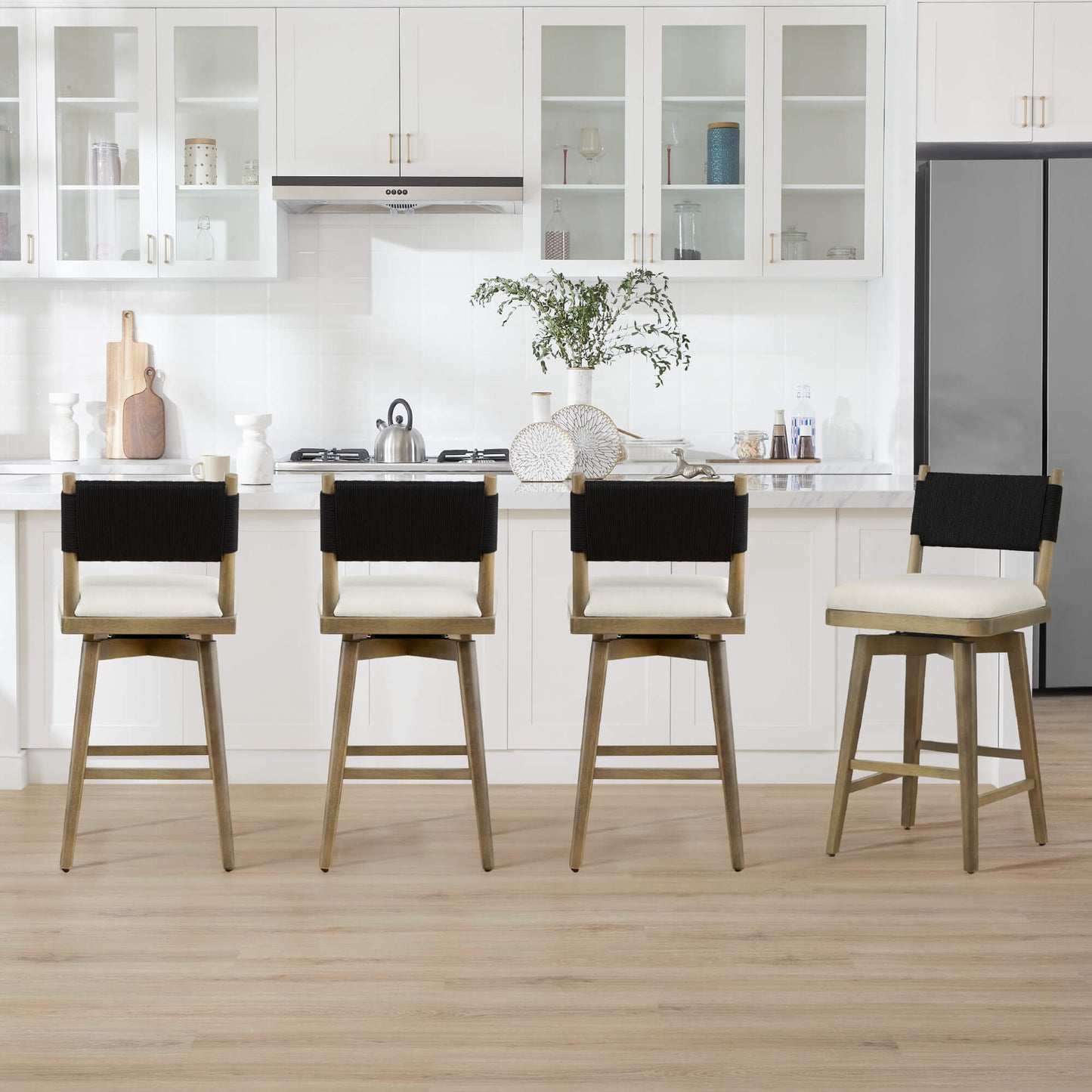 Woven Swivel Counter Stool with Arcadia Design