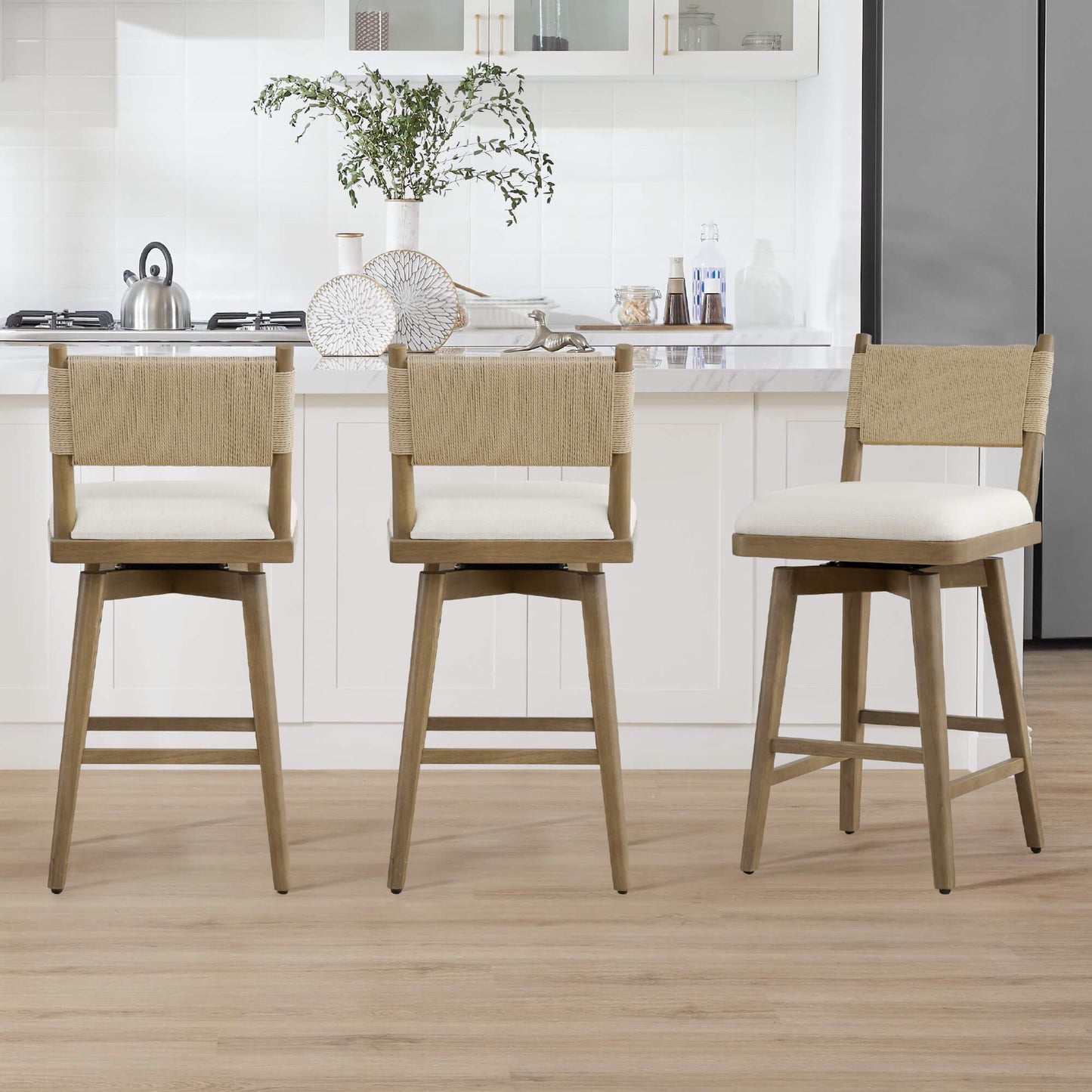 Woven Swivel Counter Stool with Arcadia Design