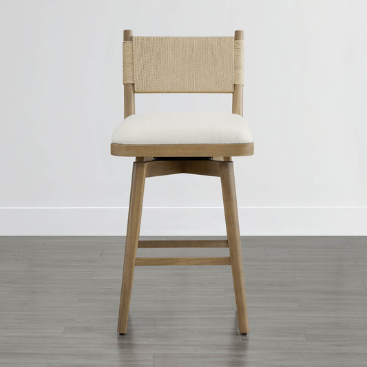 Woven Swivel Counter Stool with Arcadia Design