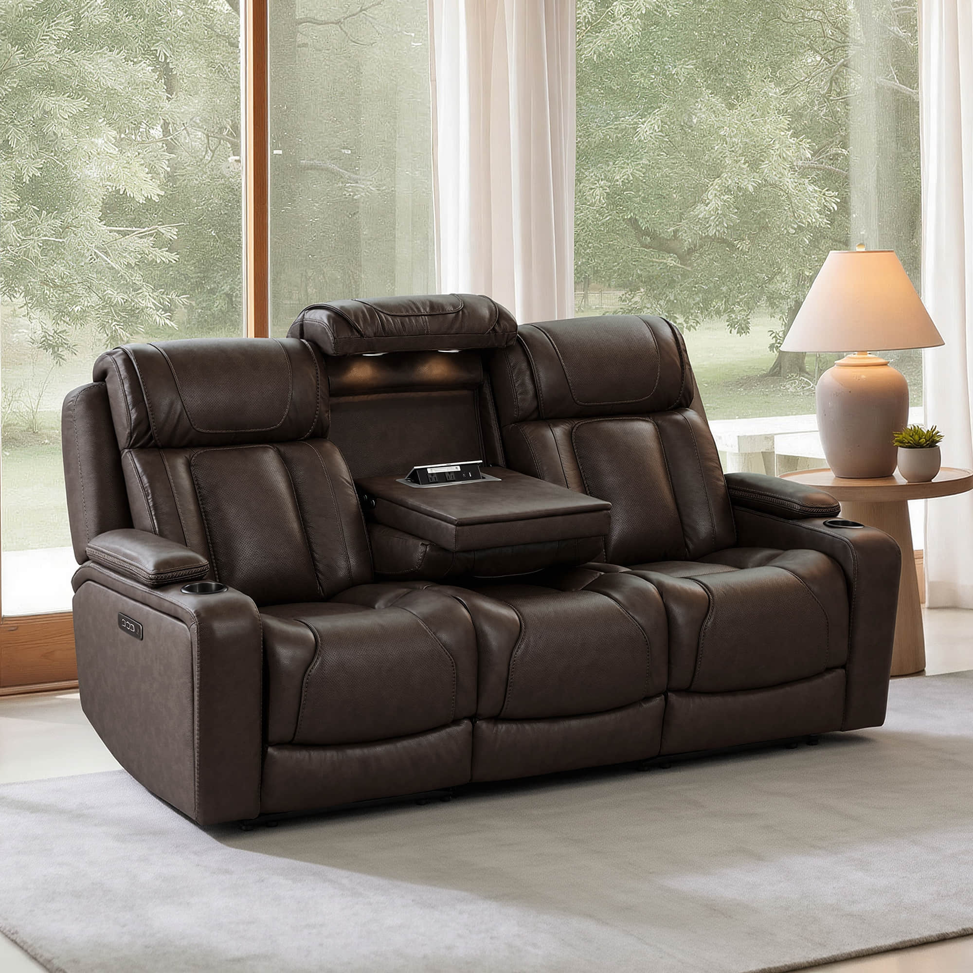 Zero-Gravity Power Reclining Sofa with Reading Light & Table
