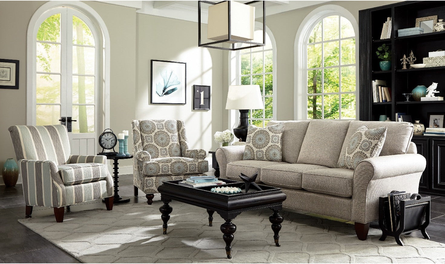 3-Seater Fabric Sofa with Rolled Arms in Zoey Design