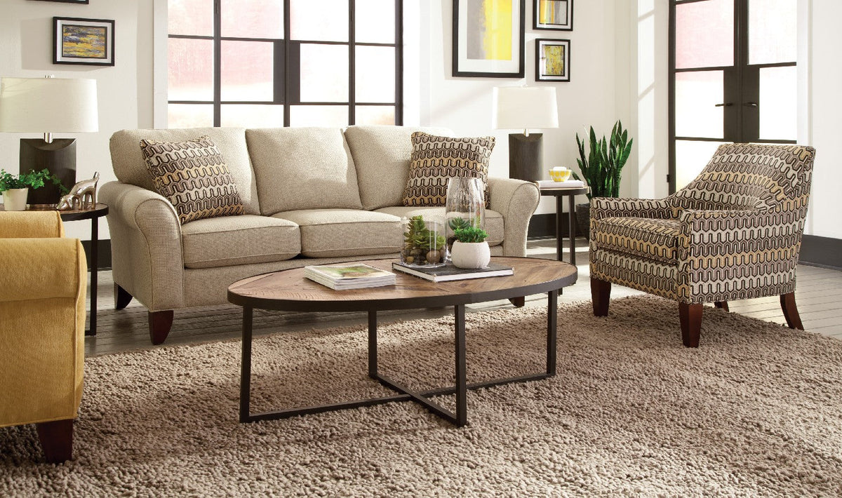 3-Seater Fabric Sofa with Rolled Arms in Zoey Design