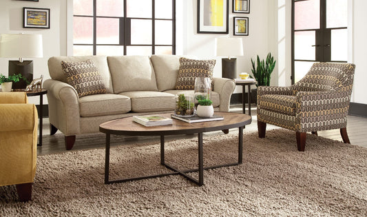 3-Seater Fabric Sofa with Rolled Arms in Zoey Design